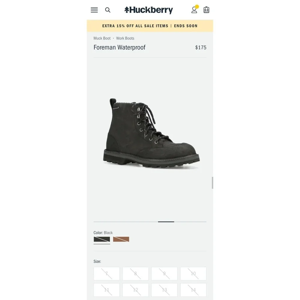 Muck Boot Men's Waterproof Foreman Leather Boots Sz 12.5 Black LMF-000